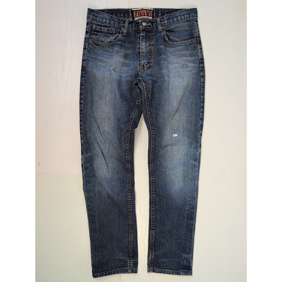 Vintage Levi's Skinny Jeans Men's 32x32 Blue Denim Bleached Distressed Stretch - Picture 1 of 16